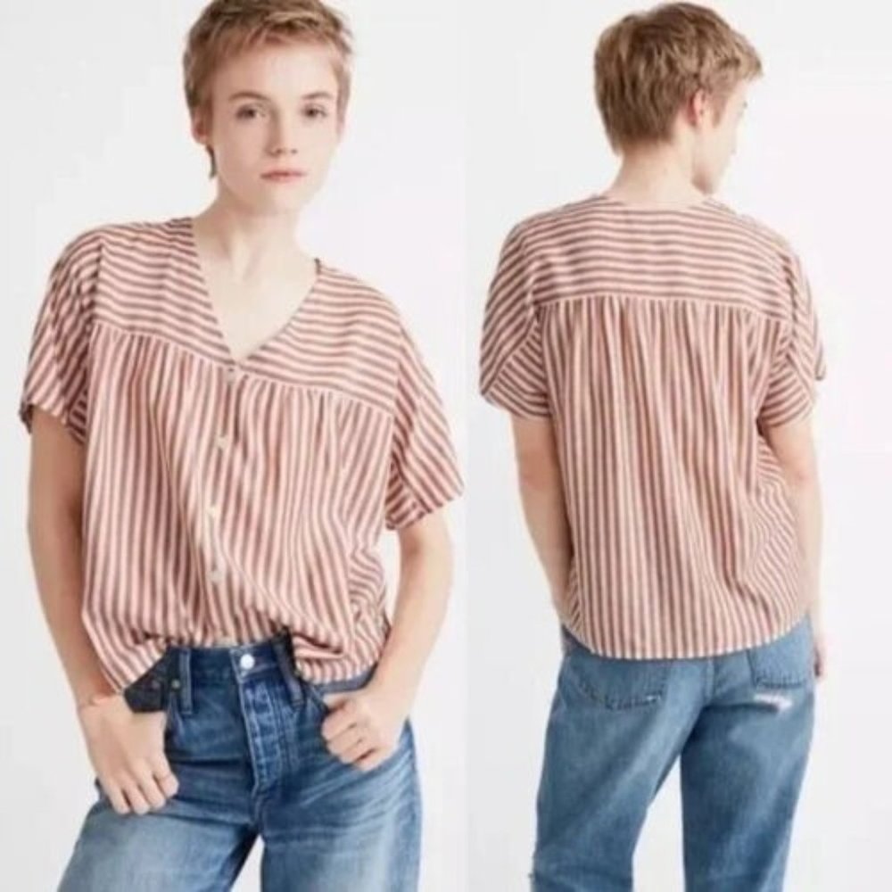 Madewell Rust & White Stripe Rhyme Button-Front C… - image 2